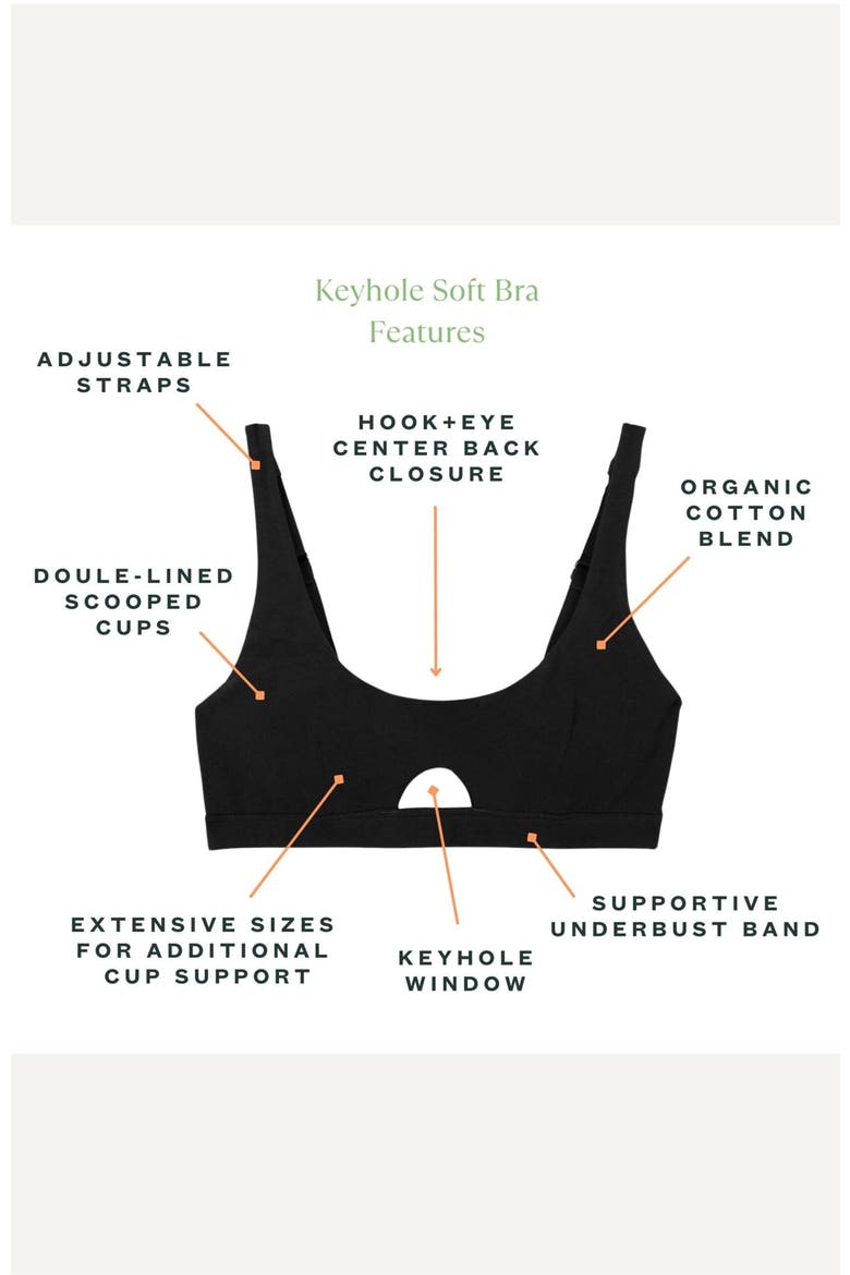 Keyhole Soft Bra, Alternate, color, Carbon