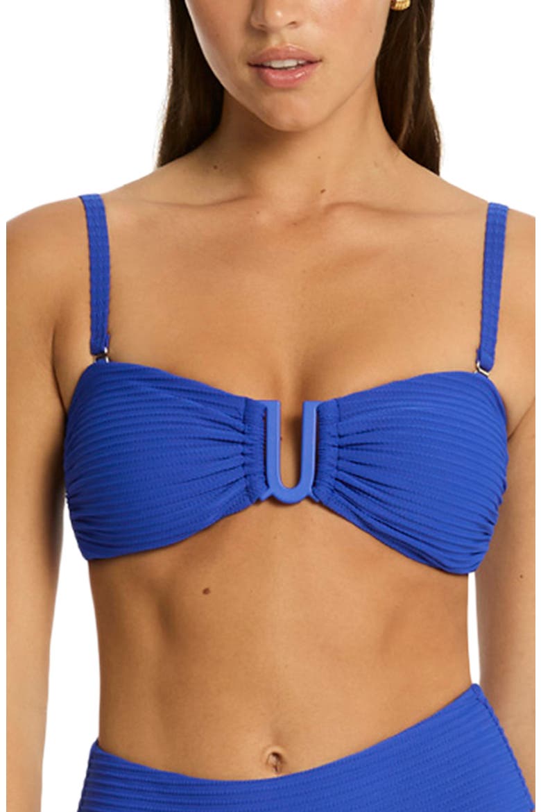 U-Bar Bandeau Bikini Top, Main, color, COBALT