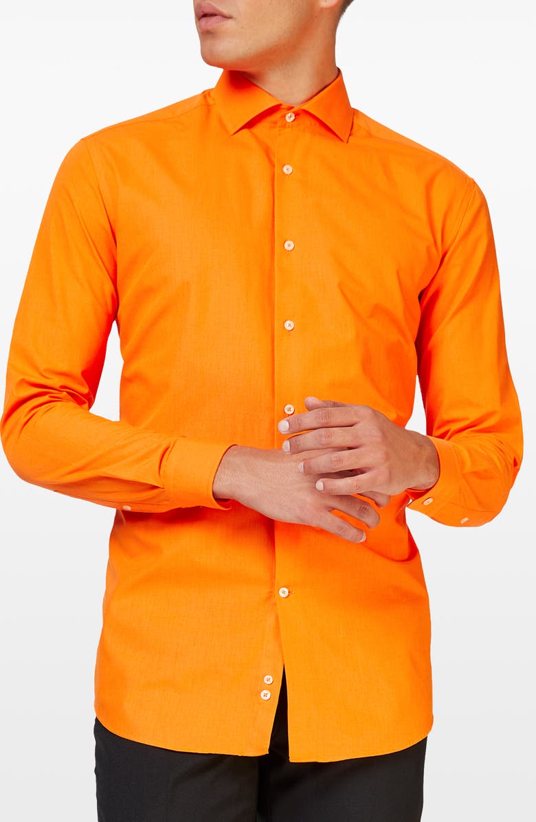 OppoSuits The Orange Modern Tailored Fit Wrinkle Resistant Button-Up Shirt, Main, color, 
