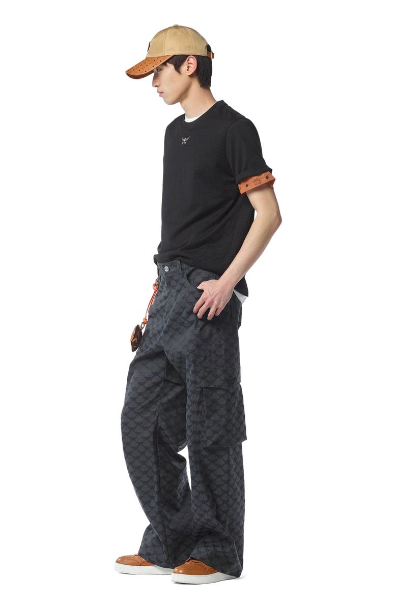 MCM Essential Logo Print T-Shirt in Organic Cotton, Alternate, color, Black