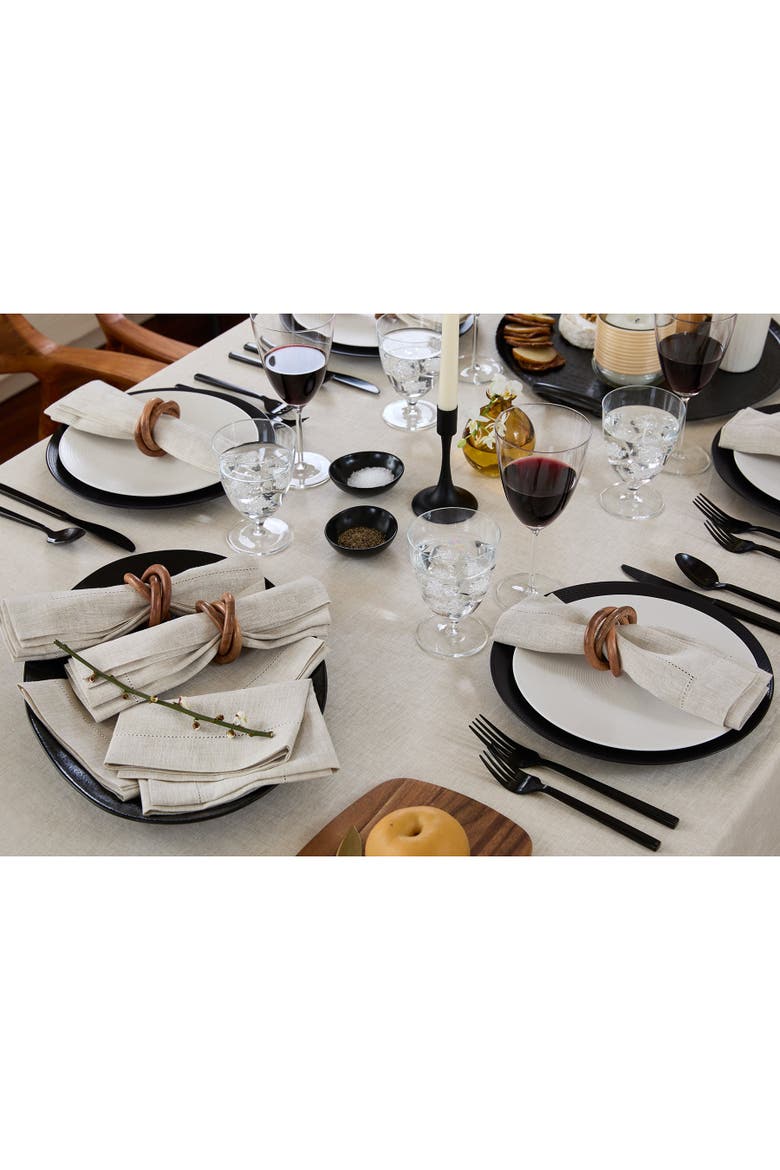 Linen Table Throw - Classic Hemstitch, 52" x 52" Inch, 52" x 52" Inch, Alternate, color, Light Natural