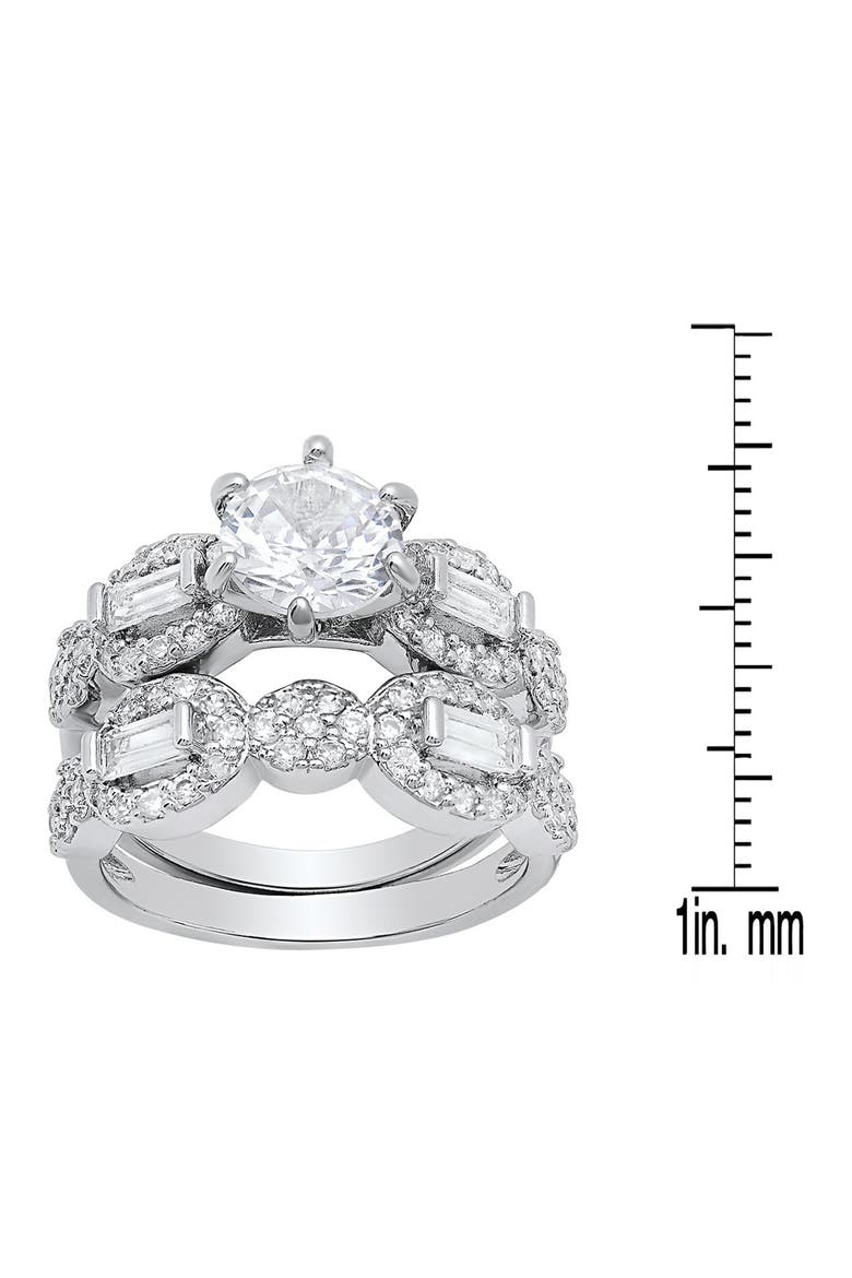 Round Simulated Diamond Pavé Stacked Ring, Alternate, color, SILVER