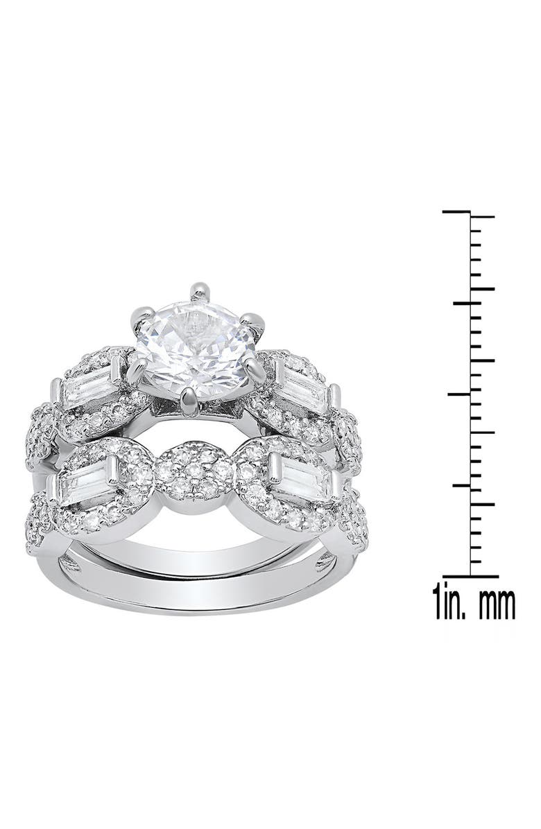 HMY JEWELRY Round Simulated Diamond Pavé Stacked Ring, Alternate, color, Silver