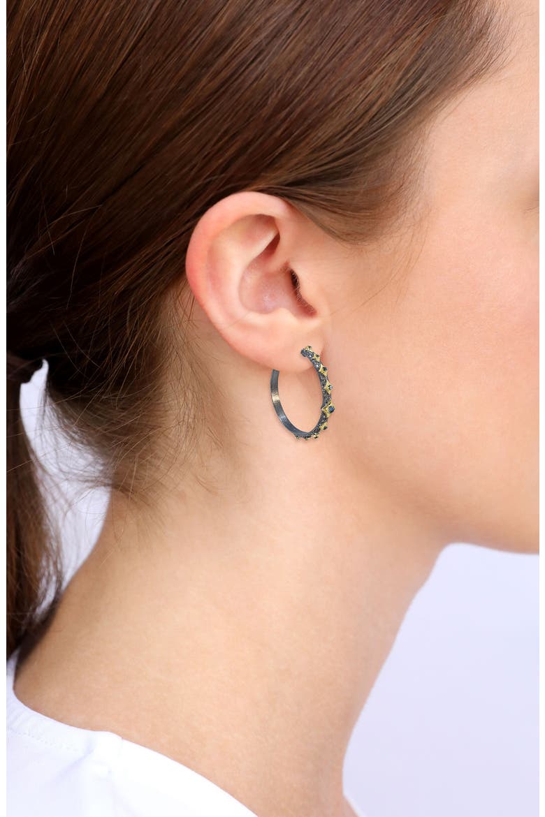 London Blue Topaz Hoop Earrings, Alternate, color, BLUE