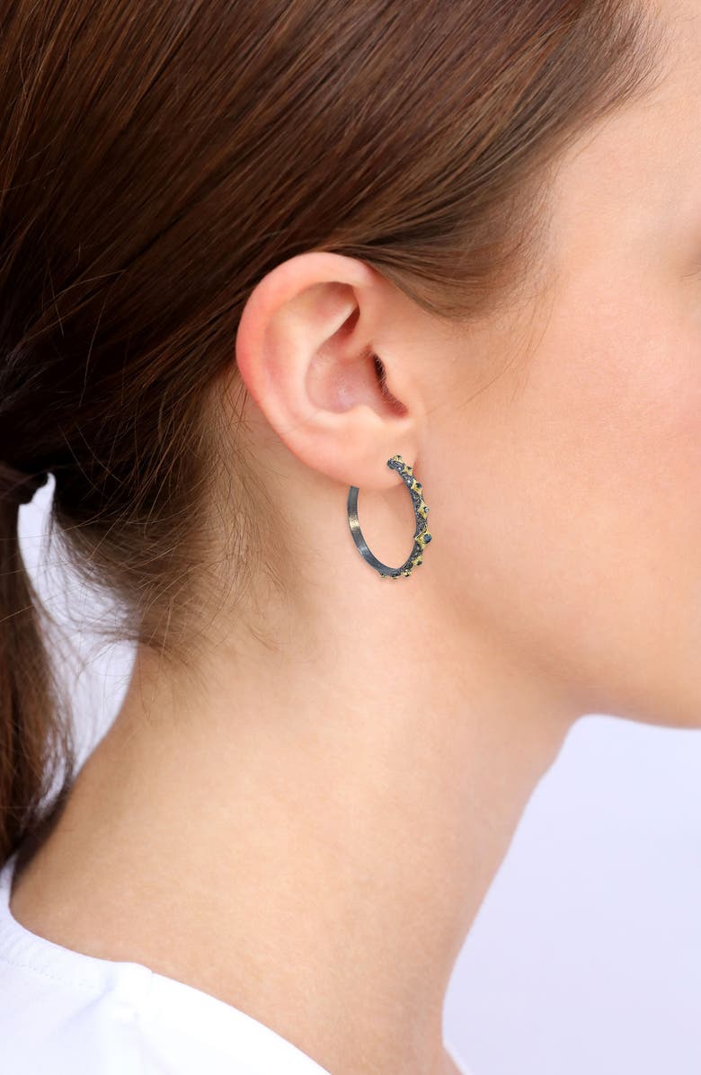 Armenta London Blue Topaz Hoop Earrings, Alternate, color, Blue