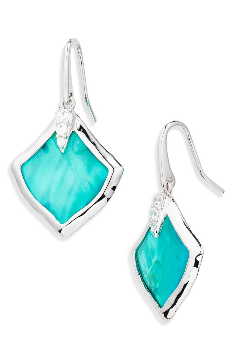 Kendra Scott Joelle Drop Earrings, Main, color, Silver Bright Aqua Illusion