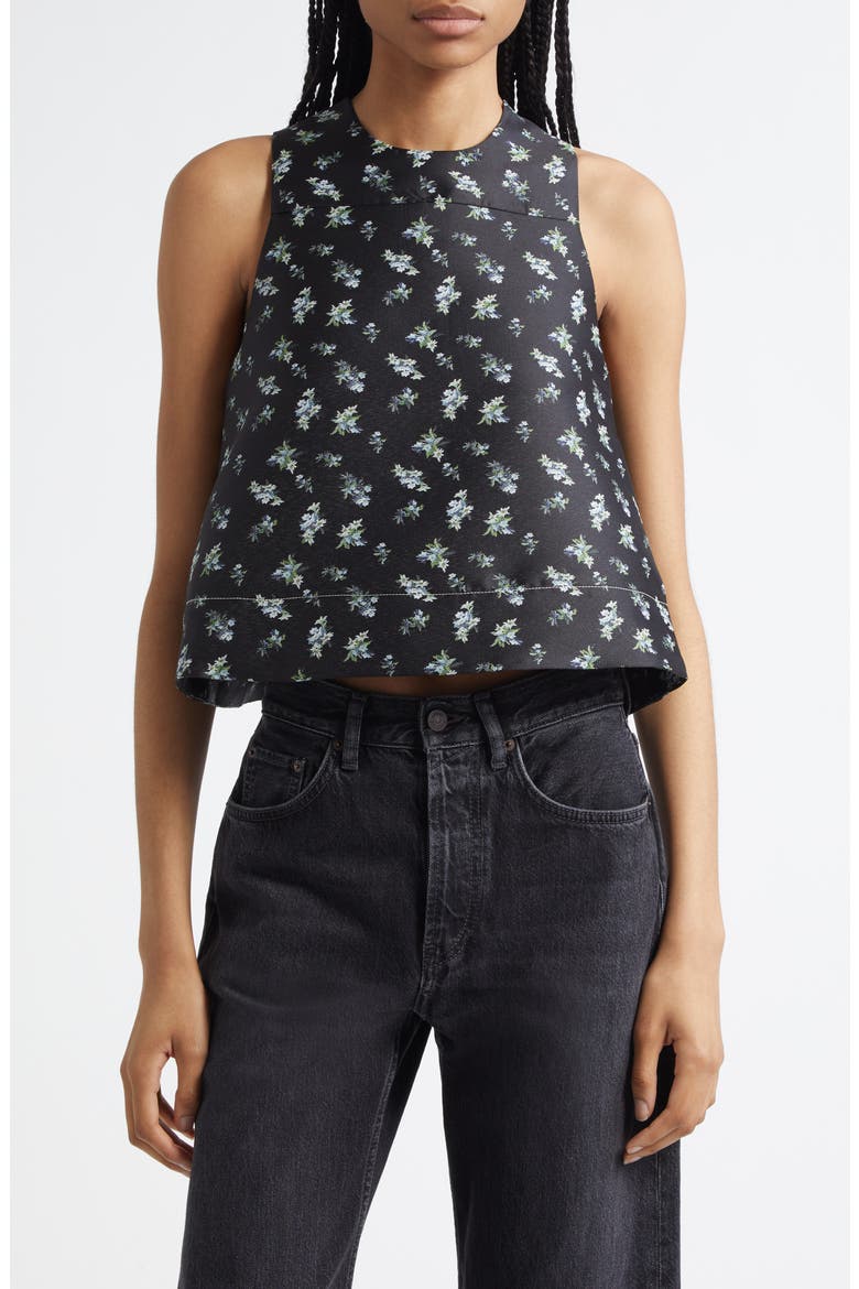 Floral Jacquard Shell, Main, color, BLACK