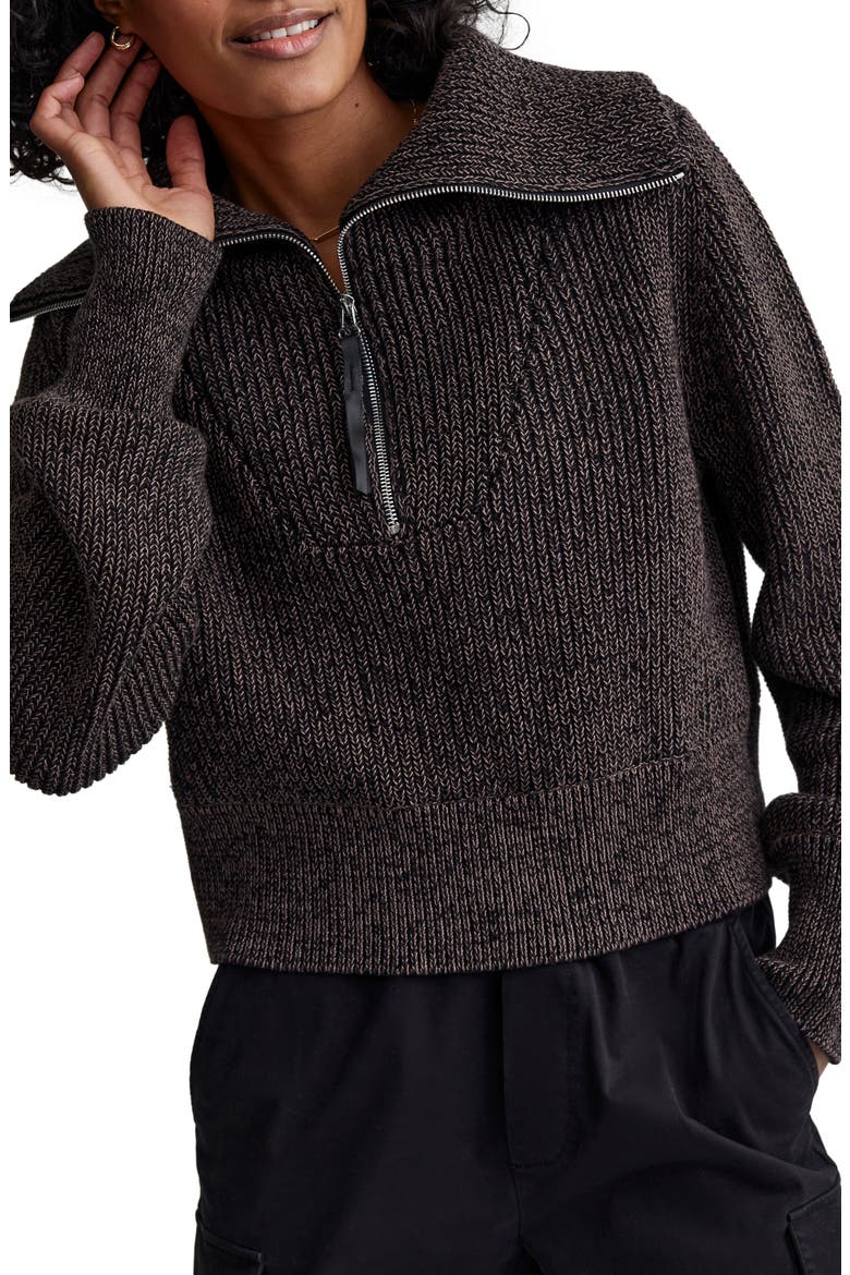 Mentone Half Zip Sweater, Main, color, BLACK SPECKLE
