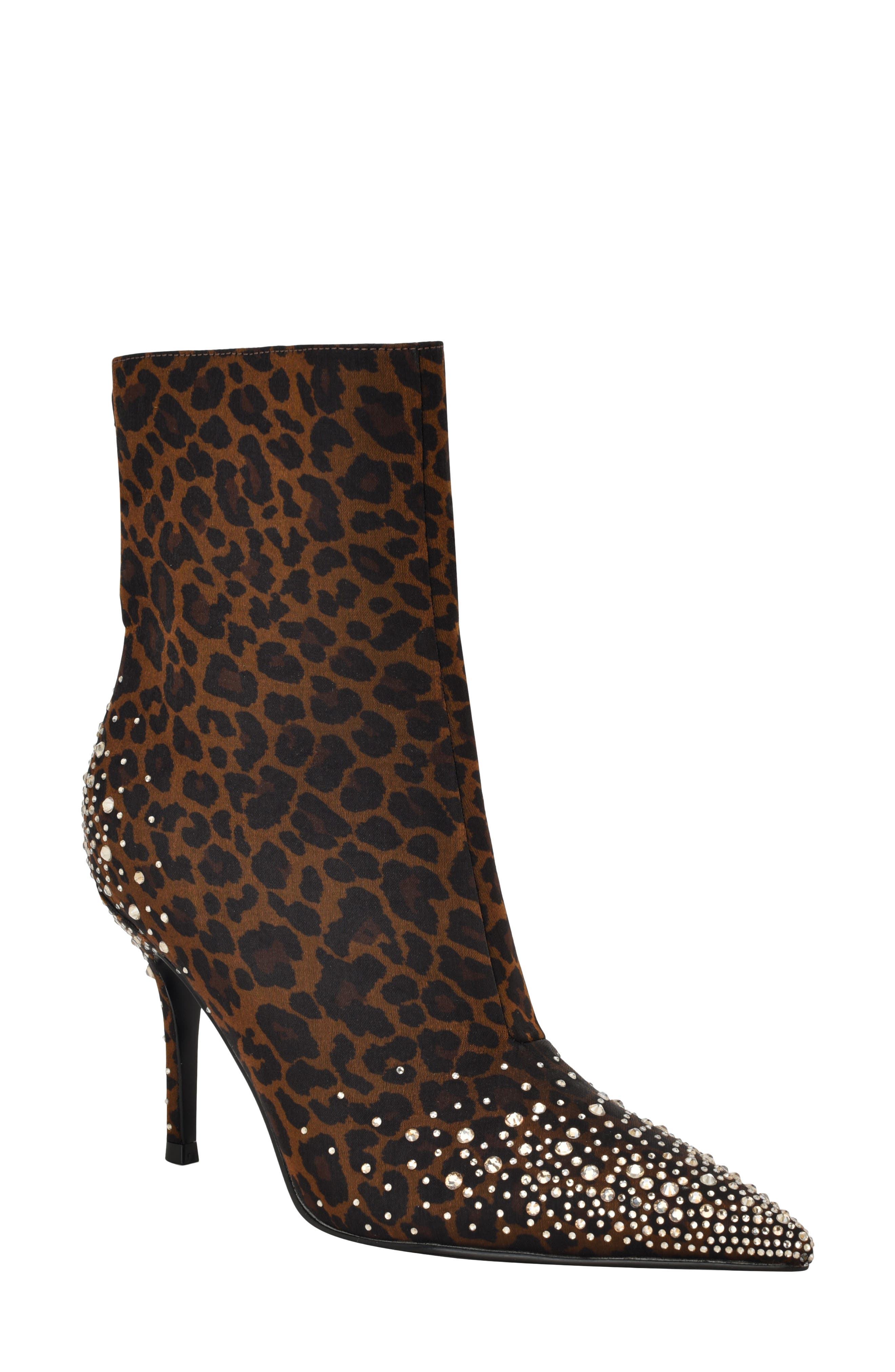 GUESS Gomoray Rhinestone Bootie, Main, color, Dark Brown