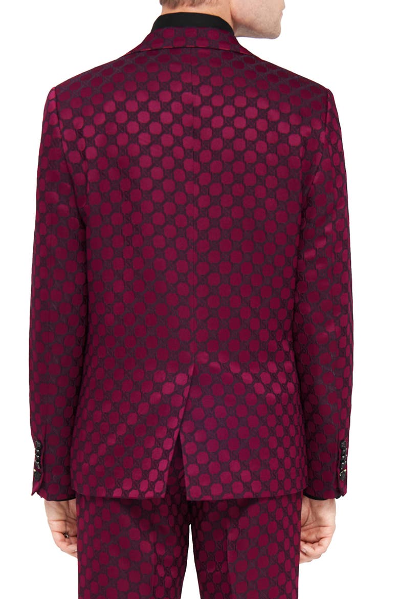 Papatya Slim Fit Burgundy Jacquard Suit Jacket, Alternate, color, BURGUNDY