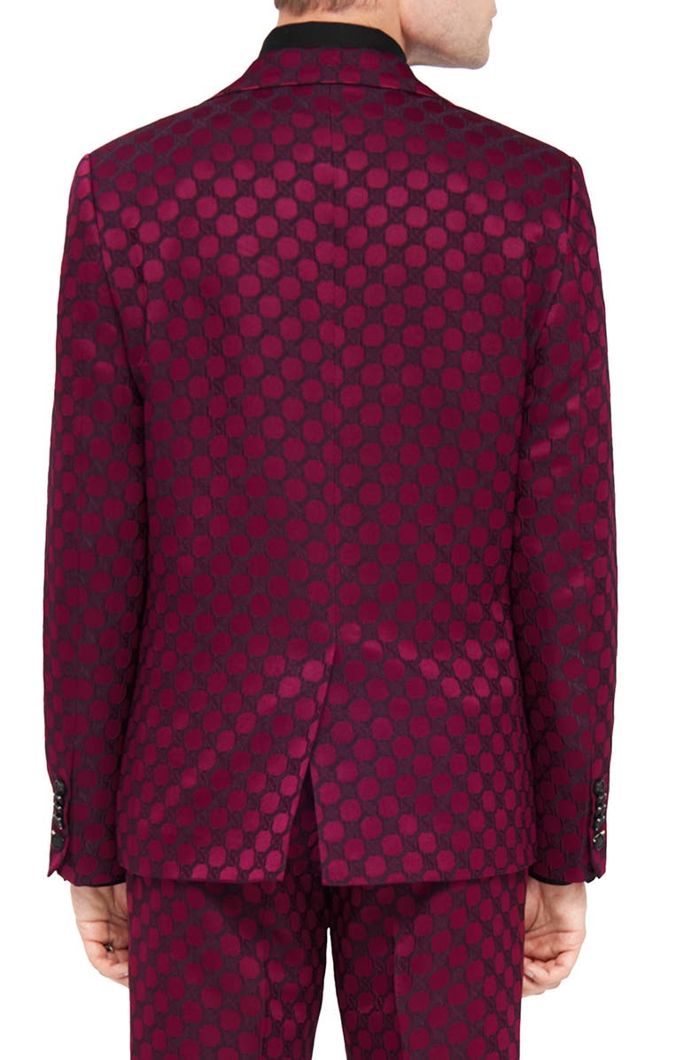 Twisted Tailor Papatya Slim Fit Burgundy Jacquard Suit Jacket, Alternate, color, Burgundy