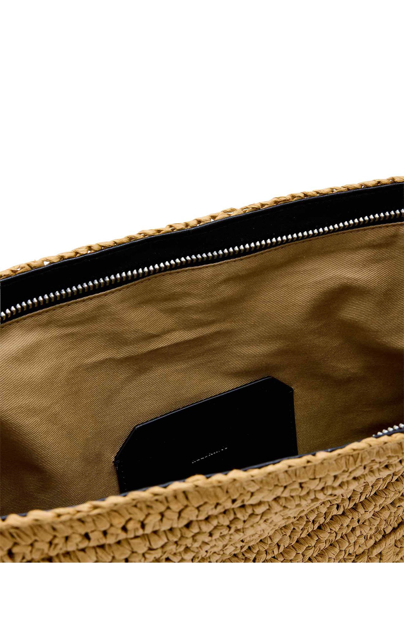 AllSaints Large Bettina Woven Clutch, Alternate, color, Biscuit Brown