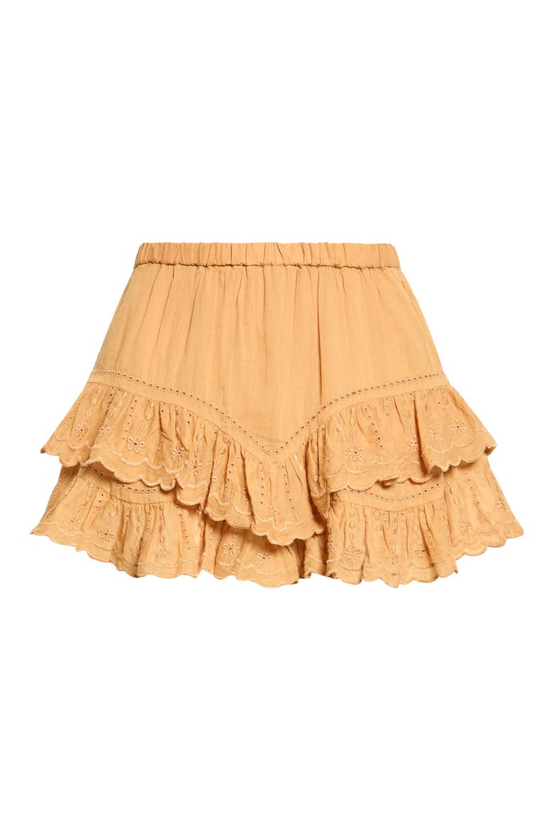 Jocadia Ruffle Cotton Miniskort, Alternate, color, CARAMEL