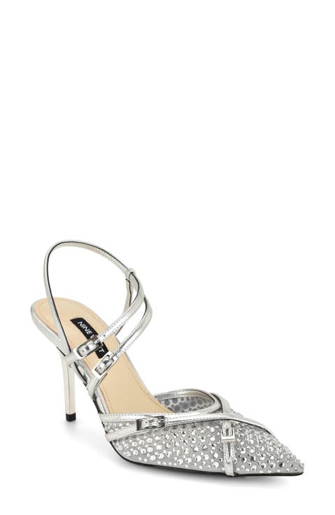 Pertee Crystal Embellished Ankle Strap Pump
