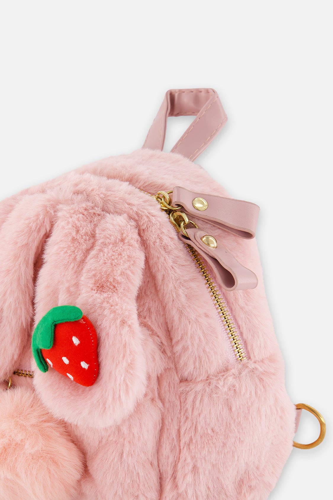 Bunny Strawberry Detail Zipper Bag, Alternate, color, Pale Dusty Pink