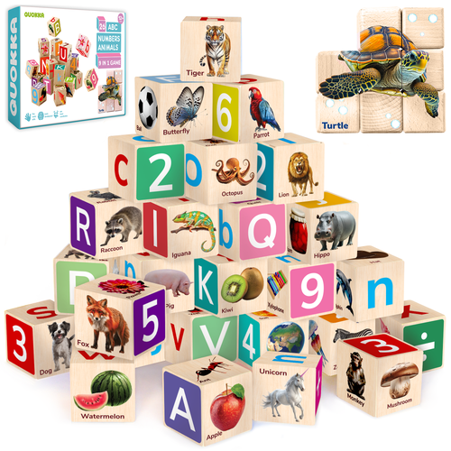 Quokka Wooden Alphabet Blocks & Puzzle Board Set in Realistic at Nordstrom