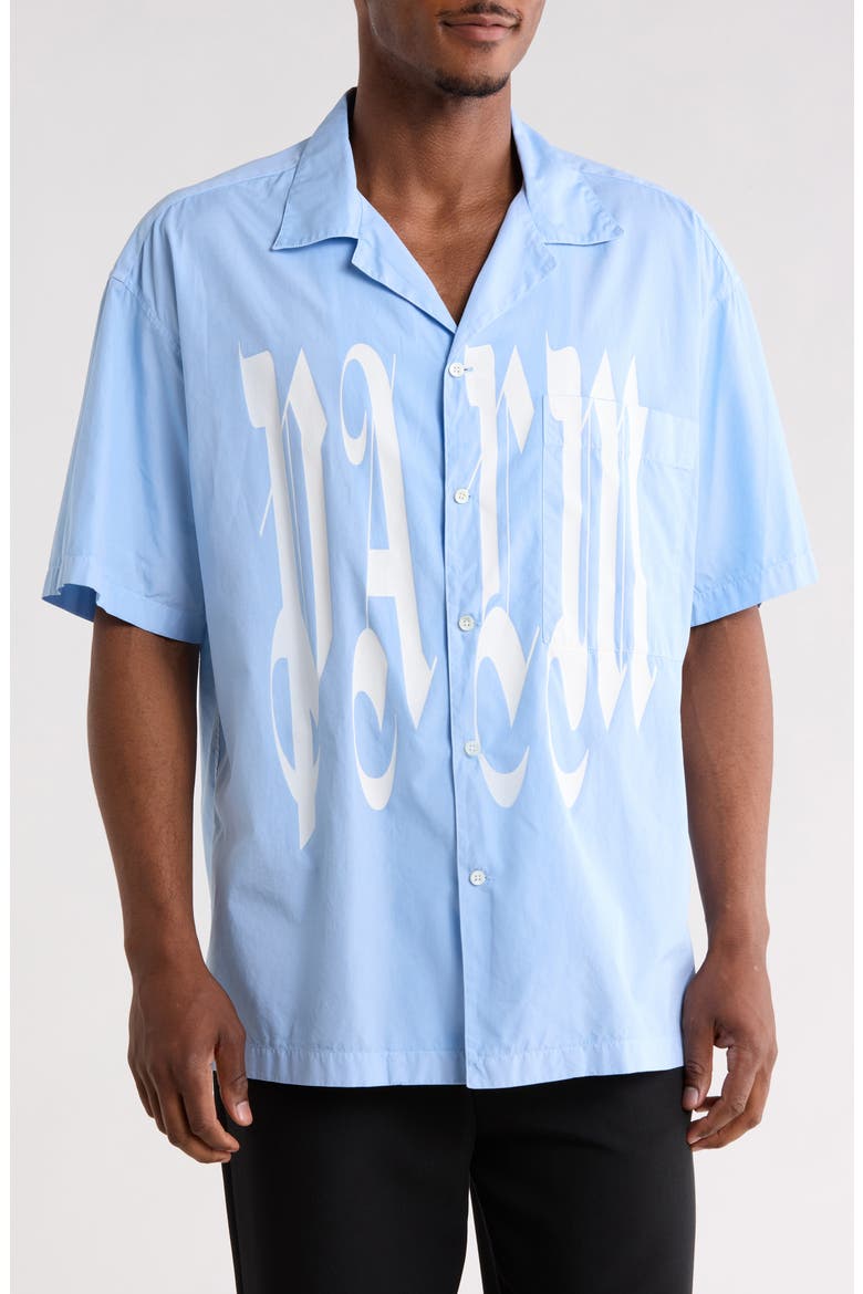 Cotton Button-Up Shirt, Main, color, LIGHT BLUE WHITE