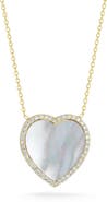 SPHERA MILANO Sterling Silver, Mother of Pearl & CZ Heart Pendant Necklace