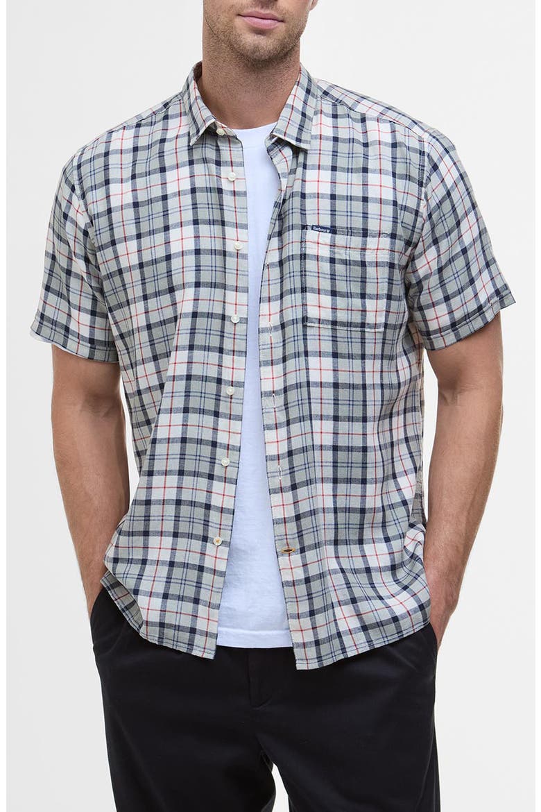Midfield Tartan Summerfit Short Sleeve Button-Up Shirt, Main, color, BLEACHED PINE TARTAN