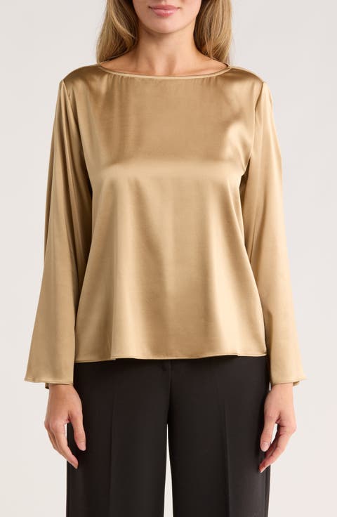 Bateau Neck Silk Blend Top