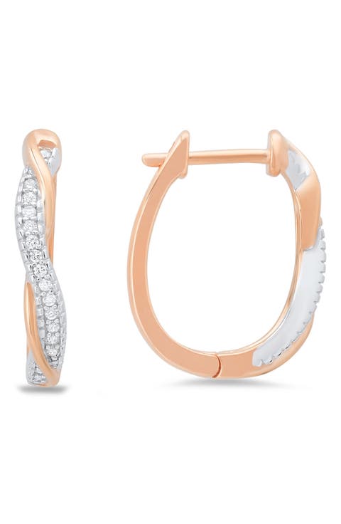 Two-Tone Cubic Zirconia Swirl Hoop Earrings