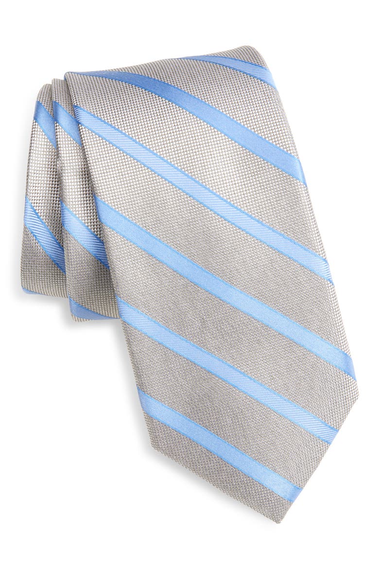 Dillane Stripe Silk Tie, Main, color, GREY