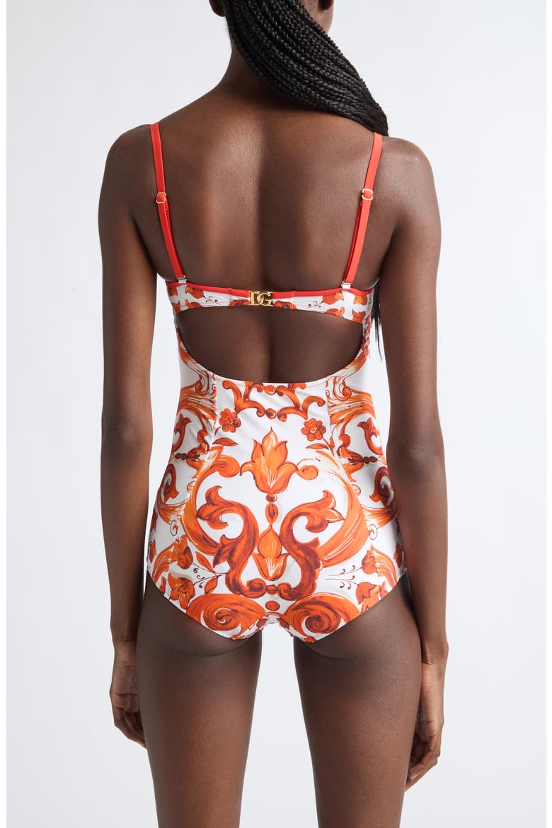 Majolica Balconette One-Piece Swimsuit, Alternate, color, IO3TN MIX MAJOLICA ORANGE