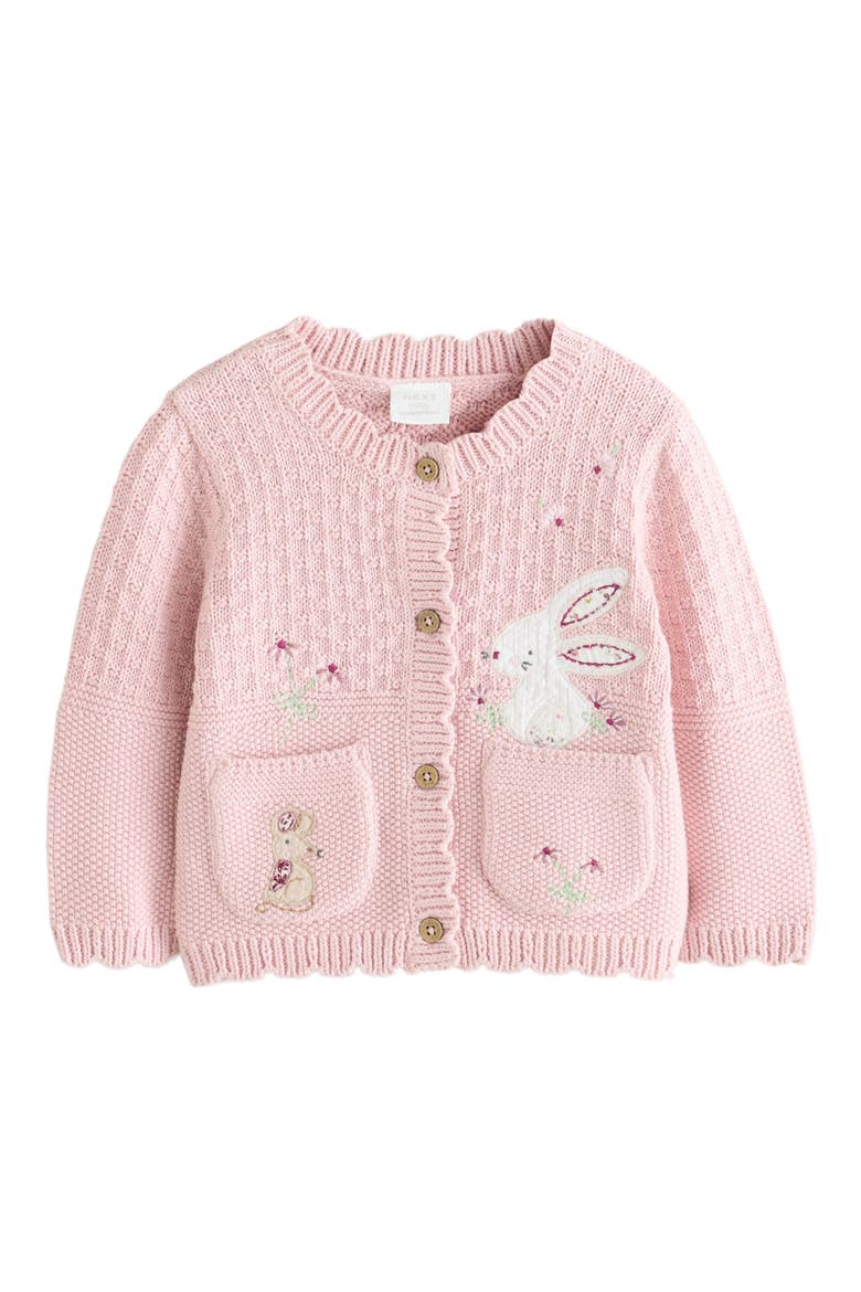 Bunny Embroidered Cardigan, Main, color, PINK