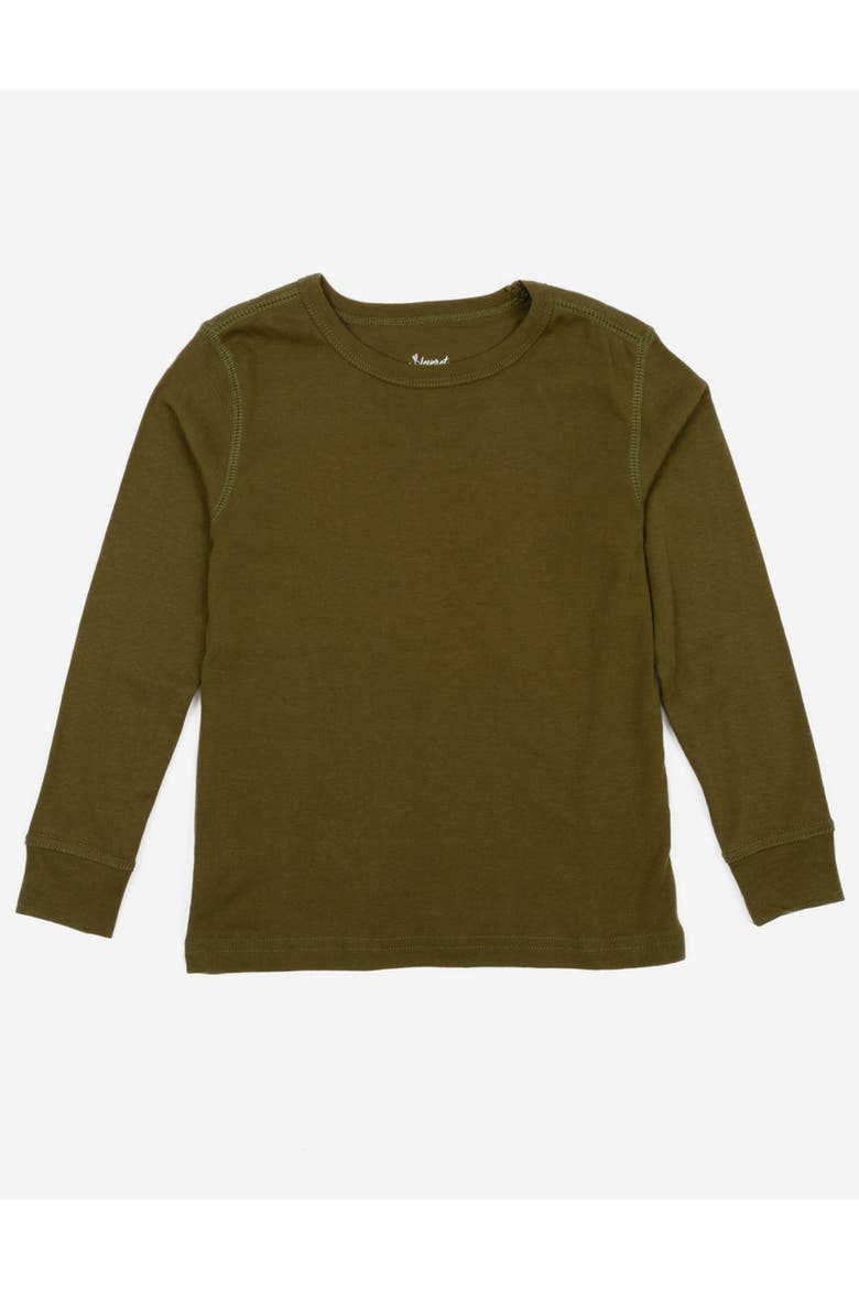 Kids Long Sleeve T-Shirt, 100% Cotton, Solid Colors, Main, color, Olive