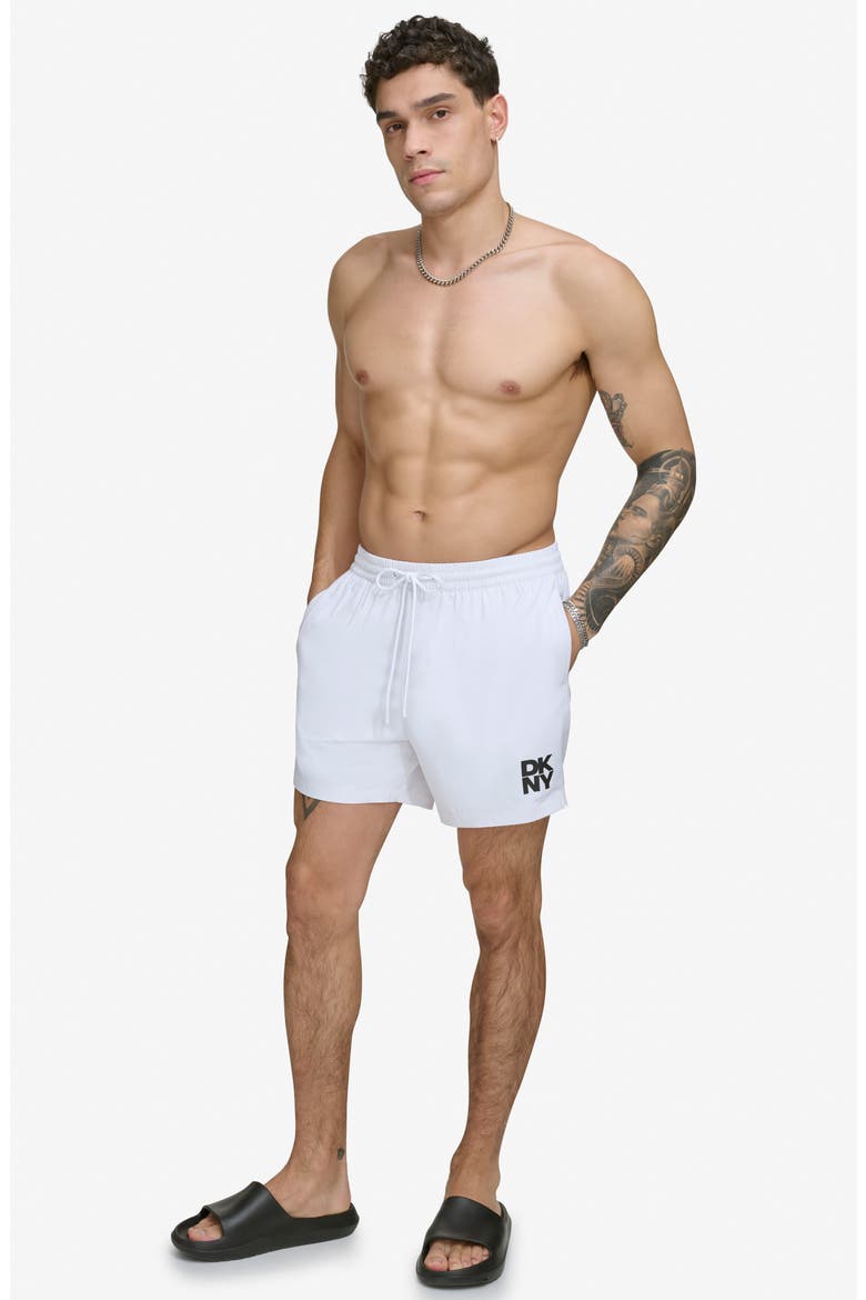 Modern Paisley Swim Trunks, Alternate, color, WHITE