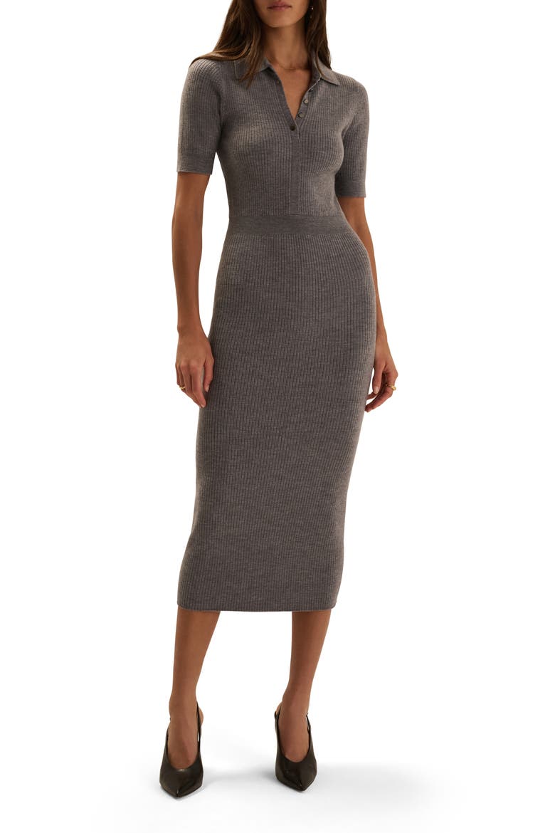 The Hard to Get Midi Dress, Main, color, HEATHER GREY