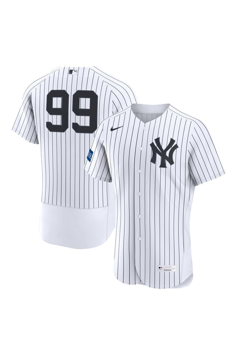 Men's Nike Aaron Judge White New York Yankees Home Authentic Sponsor Patch Jersey, Main, color, White