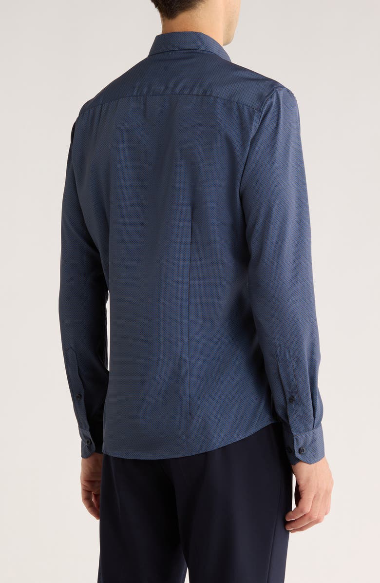 SOUL OF LONDON Geometric Stretch Button-Up Shirt, Alternate, color, Blue / Bleu