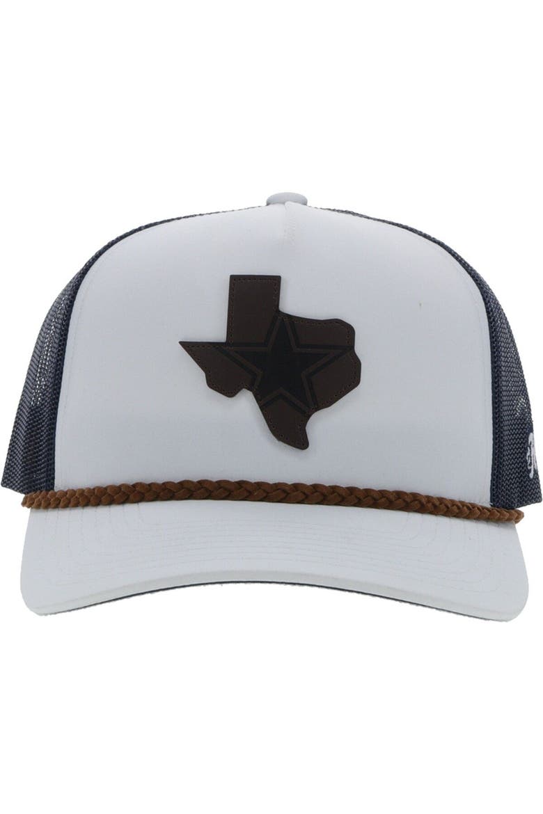 Men's HOOey White/Navy Dallas Cowboys State Patch Trucker Snapback Hat, Alternate, color, White