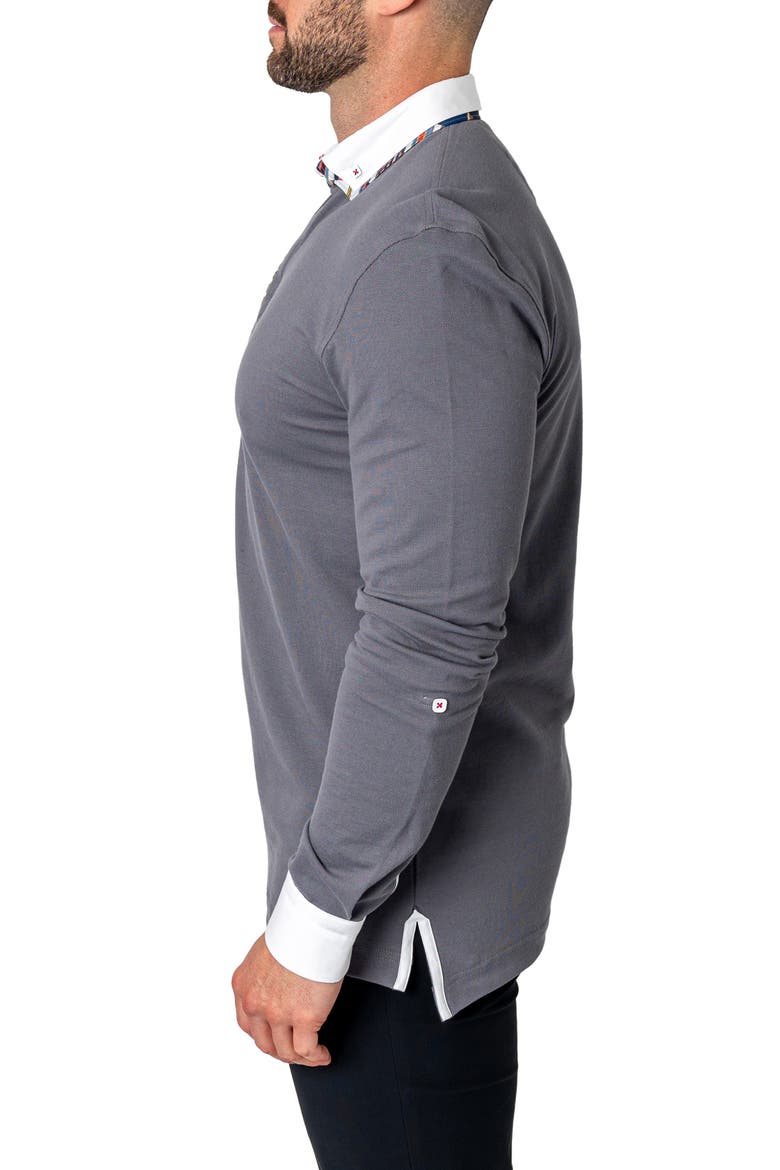 Newton Solid Mirage Grey Long Sleeve Polo, Alternate, color, GREY