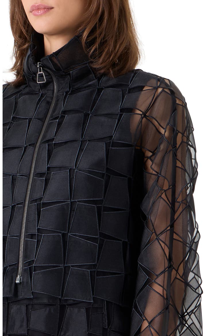 Mimi Trapezoid Organza Jacket, Alternate, color, BLACK