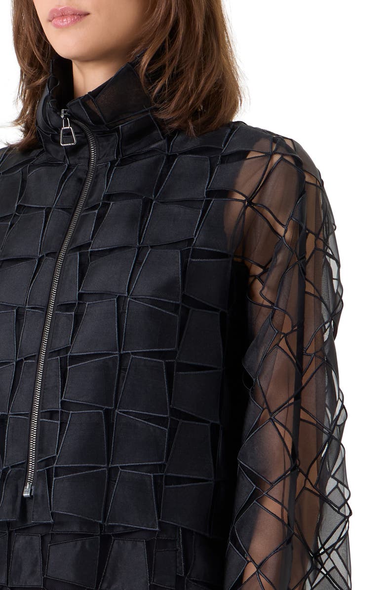 Akris Mimi Trapezoid Organza Jacket, Alternate, color, Black