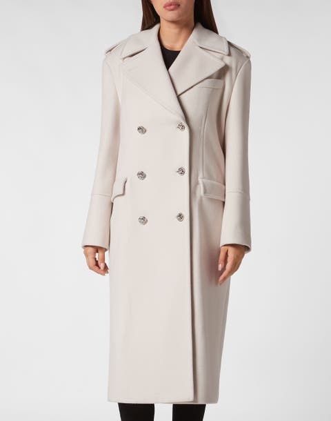 Crystal Skull Wool Long Coat Skull Women