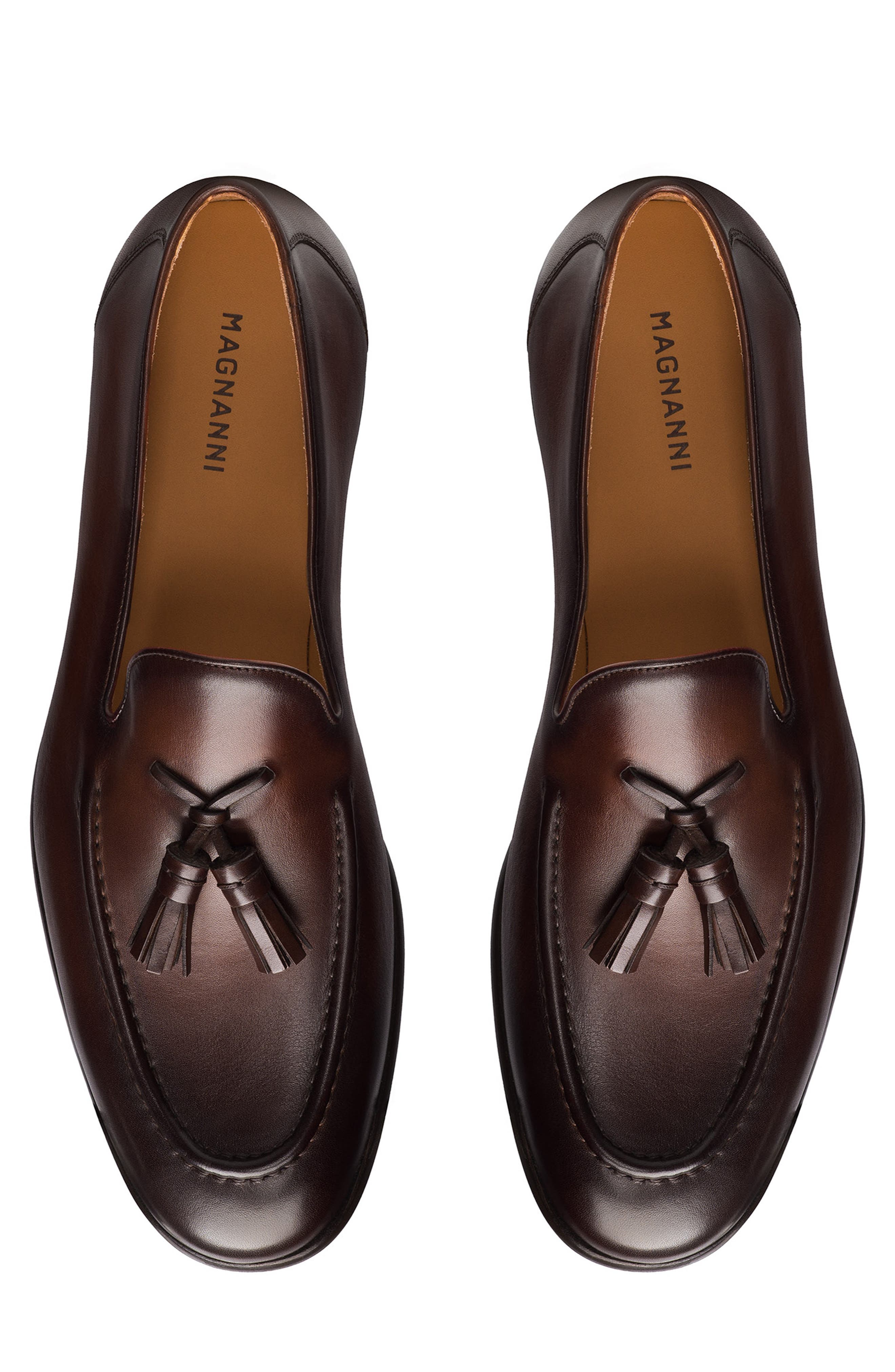 Magico Tassel Apron Toe Loafer, Alternate, color, BROWN
