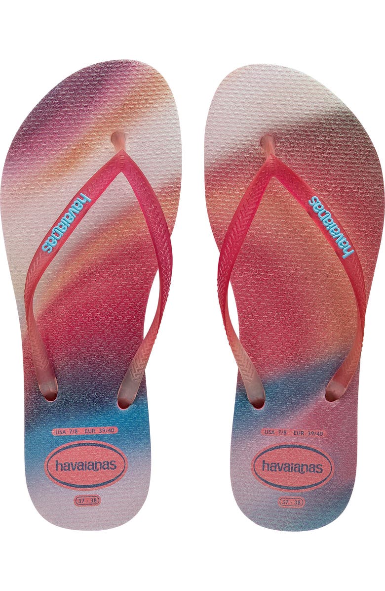Havaianas Slim Metallic Rainbow Flip Flop, Alternate, color,