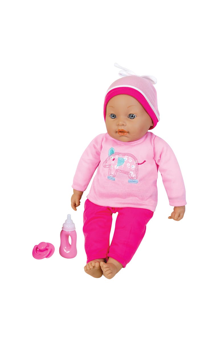 Lissi 16 Inch Interactive Baby Doll Beatrice, Hot Pink & Elephant Outfit, Cap, Main, color, Multicolored
