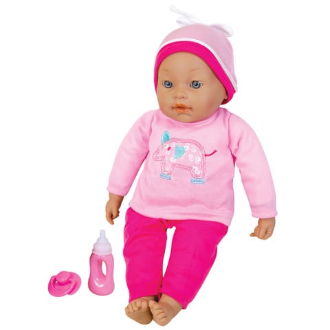 16 Inch Interactive Baby Doll Beatrice, Hot Pink & Elephant Outfit, Cap