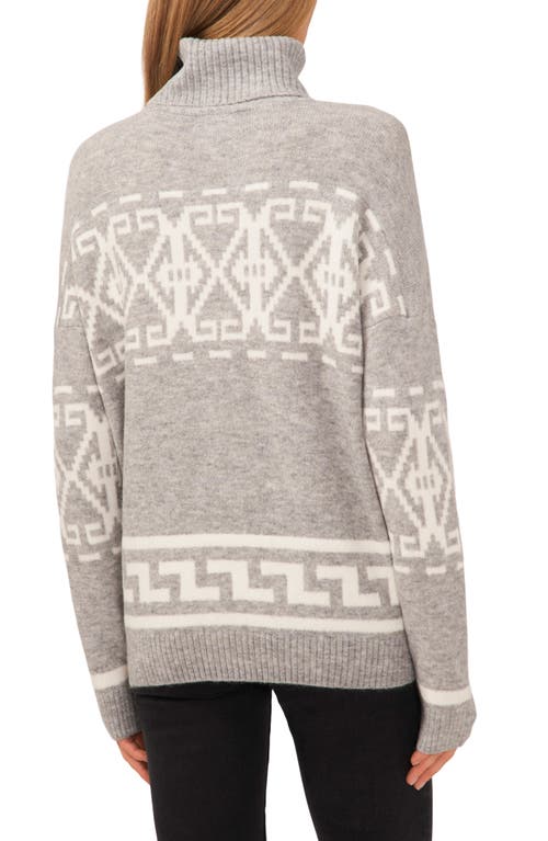Cece Fair Isle Turtleneck Sweater In Gray