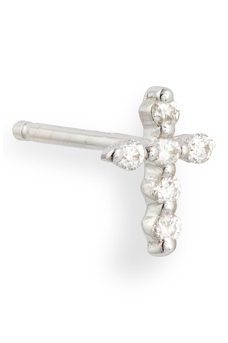 Diamond Cross Stud Earrings (Nordstrom Exclusive), Alternate, color, WHITE GOLD/ DIAMOND