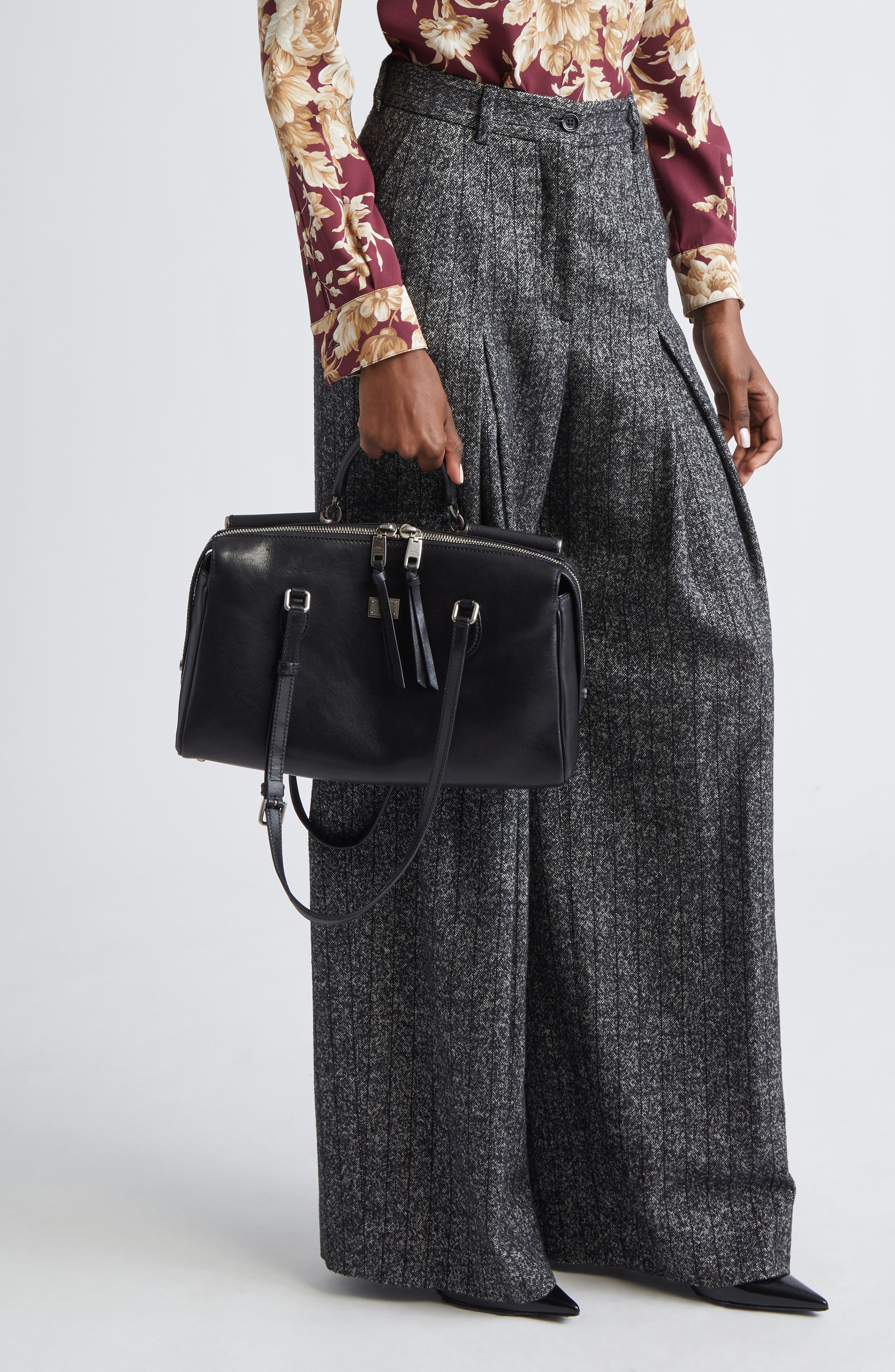 Dolce&Gabbana Rumble Leather Satchel, Alternate, color, 80999 Nero