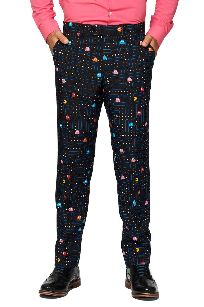 x Pac-Man™ Slim Fit Two-Piece Suit & Tie Set, Alternate, color, BLACK