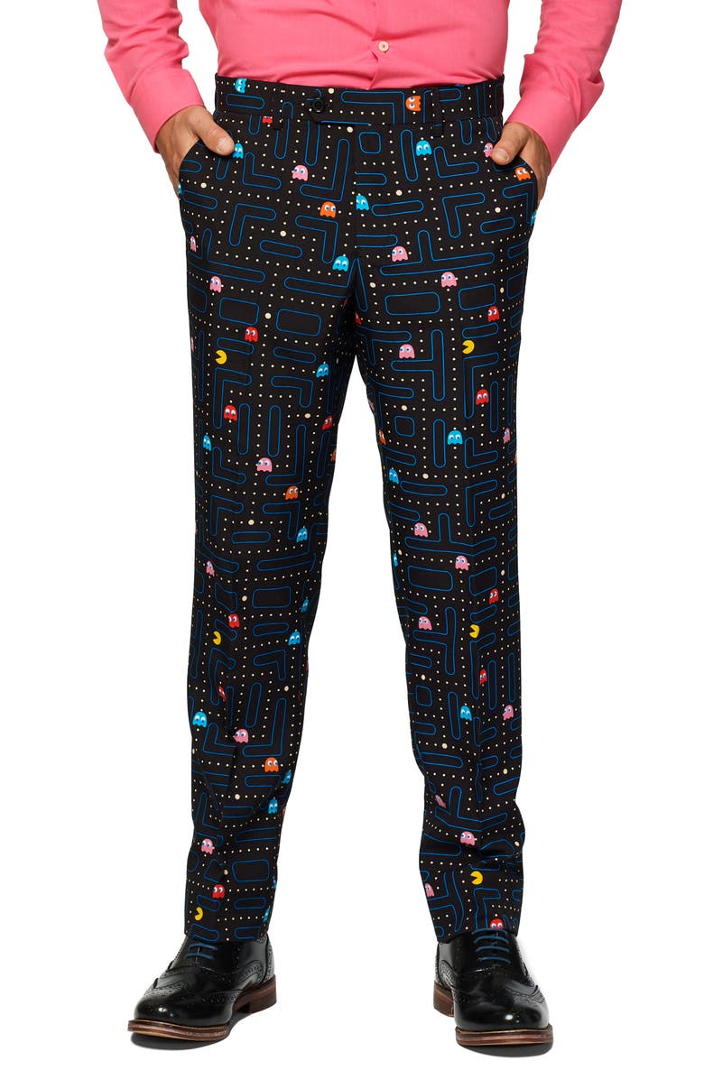 OppoSuits 'Pac-Man<sup>™</sup>' Trim Fit Two-Piece Suit with Tie, Alternate, color, Black