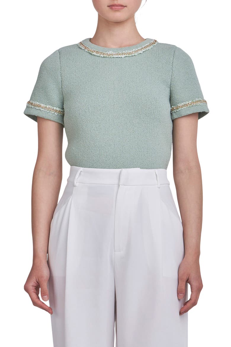 Chain Accent Knit Top, Main, color, SAGE