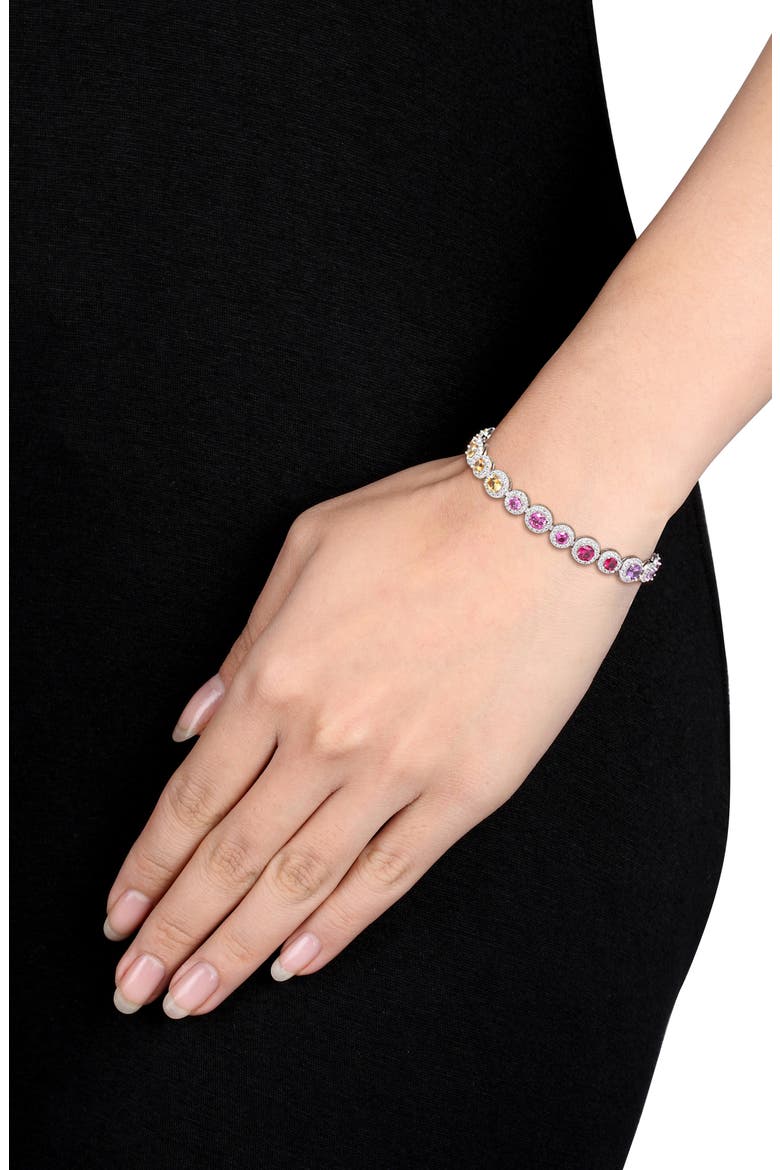 Multi-Gemstone Halo Tennis Bracelet, Alternate, color, MULTI