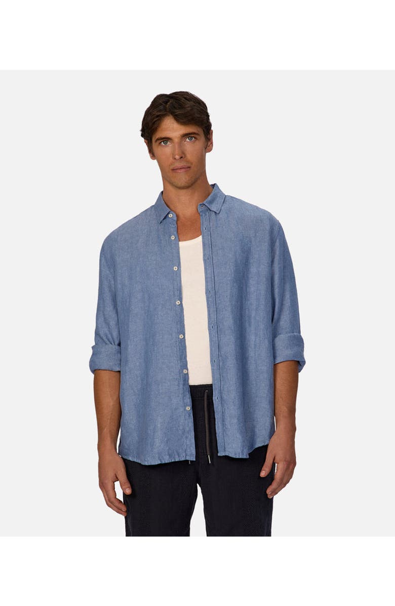 Industrie Australia The Trinidad Linen Blend Long Sleeve Shirt, Main, color, Dark Chambray 24